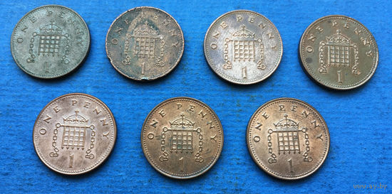 Великобритания 1 пенни 1998, 1999, 2000, 2001, 2002, 2003, 2004, 2005, 2006, 2007, 2008