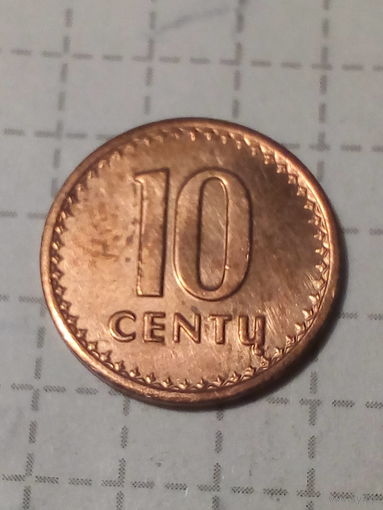 10 центов Литва 1991 год "тонкие"