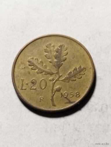 Италия 20 лир 1958