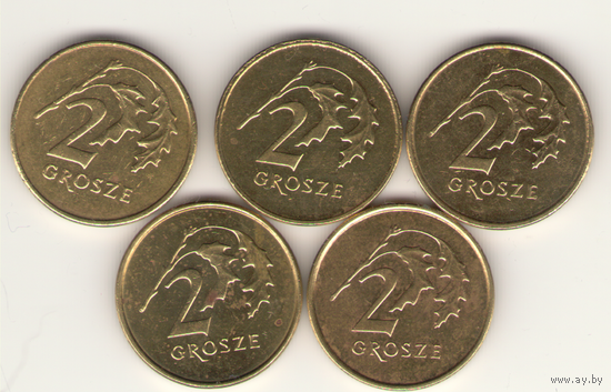 2 гроша 1999, 2007, 2005, 2012, 2013 г. Y#277
