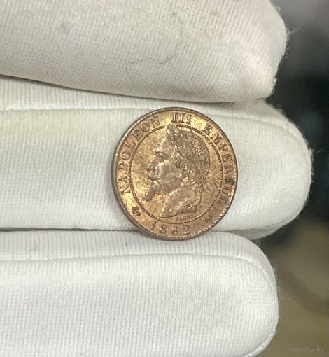 1 сантим 1862 K UNC Видео! Много лотов