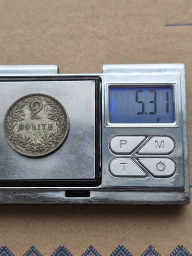 2 лита Литва,Первая Республика (1925 - 1938), 1925 года. Серебро 500. Монета не чищена. П45669.