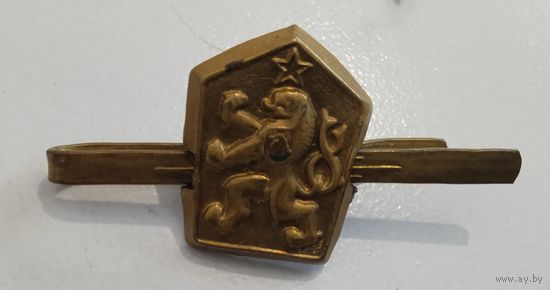 Зажим для галстука. Герб Чехословакии. Латунь