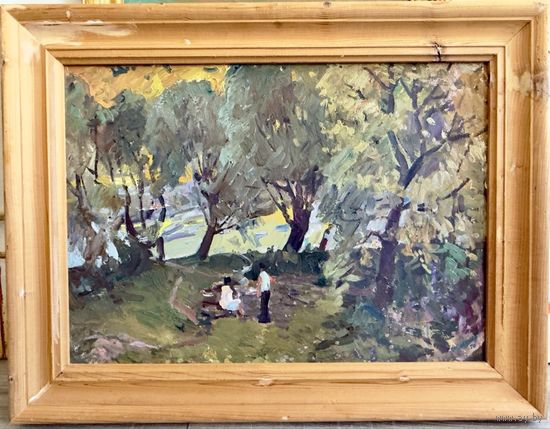 Савельев Ф.В "Ракиты", 1970 год. Картон, масло. Размер 50х70 см.