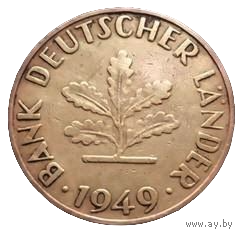 СОЮЗНИЧЕСКИЕ ТЕРРИТОРИИ ОККУПАЦИИ ТРИЗОНИЯ 10 ПФЕННИГОВ 1949 F