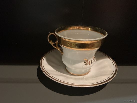 Чайная пара Антикварная роспись золотом Германия 1883 г