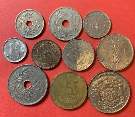 Бельгия 10 разных монет, все Belgique