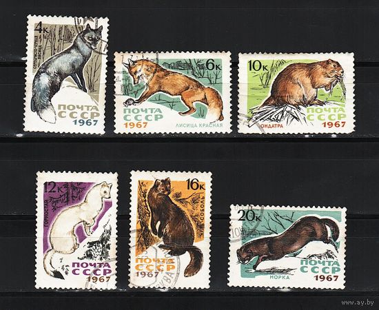 СССР 1967, фауна, пушные звери, Mi 2,06, С228