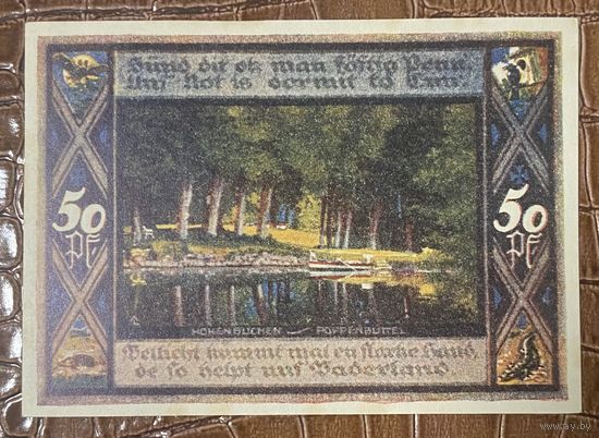 Нотгельд 50 пфеннигов 1921 год. Поппенбюттель. Веймарская республика