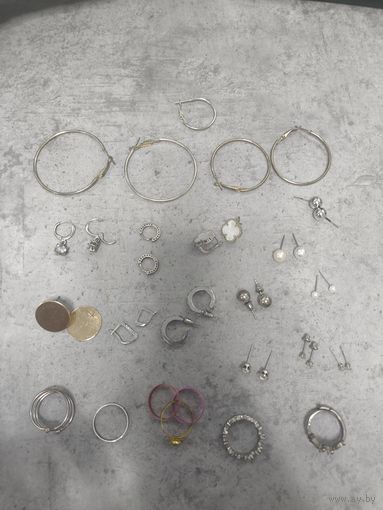 Бижутерия кольца серьги сережки старт с 10 руб