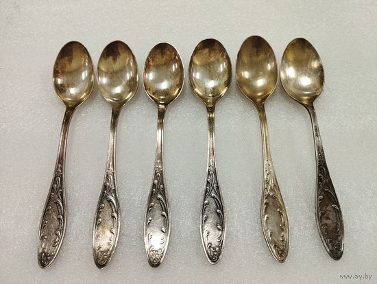 Ложки чайные мельхиоровые Пламя. Кольчугино, СССР