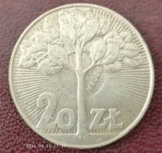 Польша 20 злотых, 1973 Дерево /Проба/ Медно-никелевый сплав.