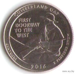 25 центов 2016 г. Парк=32 Национальный исторический парк Камберленд-Гэп Кентукки Двор P _состояние UNC