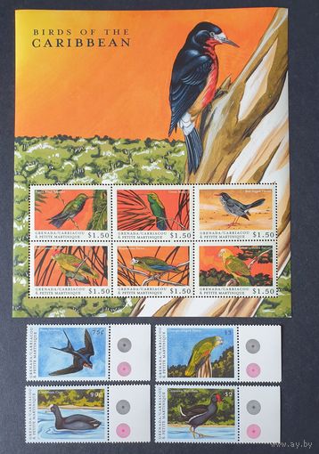 Фауна Птицы 4М+1Мл Гренада Карриаку Малый Мартиник 2000 MNH**