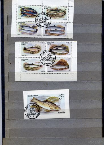 ОМАН, 1972, 2 сцепки по 4м и мини-блок,  гашен