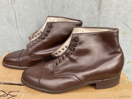 Ботинки Хромовые военные СССР размер 39 офицерские военная форма 1950 -х гг коричневые кожаные 68г