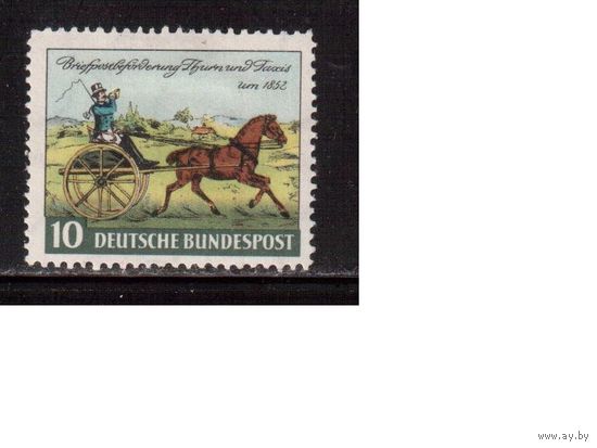 Германия(ФРГ)-1952,(Мих.160) , * (след от накл.), Почта, Лошади