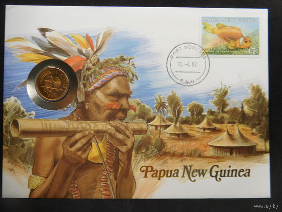 Папуа-Новая Гвинея 2 тойя 1987 г конверт первого дня КПД