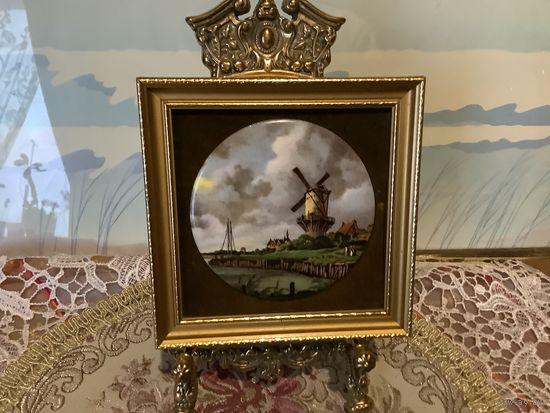 Панно фарфор Мельница Англия Staffordshire винтаж