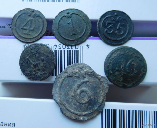 Наполеоновской армии пуговицы 6 шт.(всё вместе) с рубля