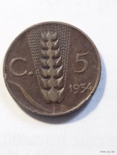 Италия 5 сентизим 1934