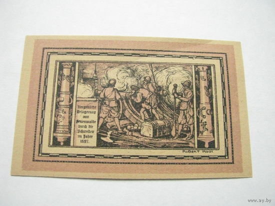 Фрейенвальде 50 пфеннигов 1921 пушка бой (2-150)