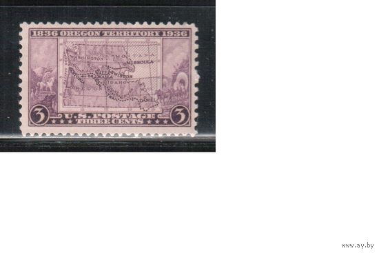 США-1936, (Скотт.783), *, Орегон, Карта (одиночка)
