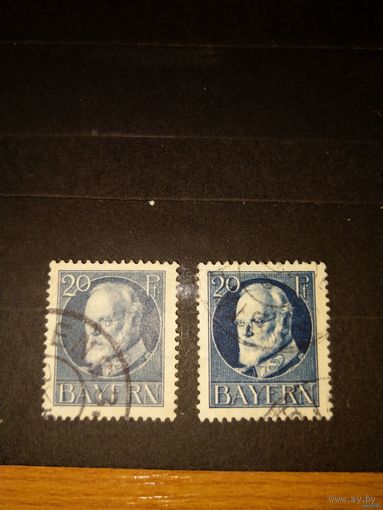 1914, 1916 Королевство Бавария мих 97I и 97IIA оценка 4,5 евро король Леопольд 3 (5-9)