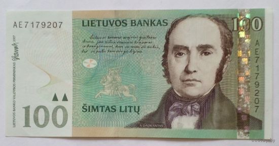 Литва 100 лит 2007г,серия АЕ 7179207 AU Цена снижена.8