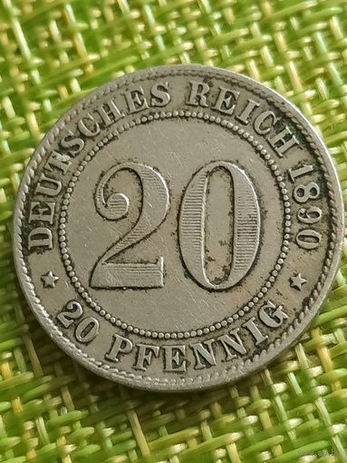 Германия 20 пфеннигов 1890 г ( G самый редкий двор !!! )