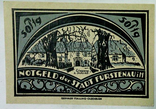 РАСПРОДАЖА!!! - ГЕРМАНИЯ ФЮРСТЕНАУ (Нижняя САКСОНИЯ) 50 пфеннигов 1921 год- UNC!