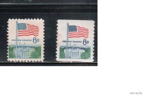 США-1968, (Мих.941 А+С),  **/*   , Стандарт, Флаг (одиночка)