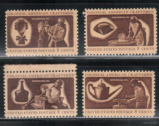 США-1972, (Мих.1069-1072) , ** ( 1 м  без клея)  , Колониальные ремесла(полная серия)