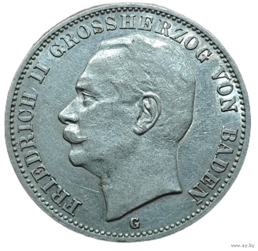 Германская империя 3 марки, 1912 года. Баден. UNC