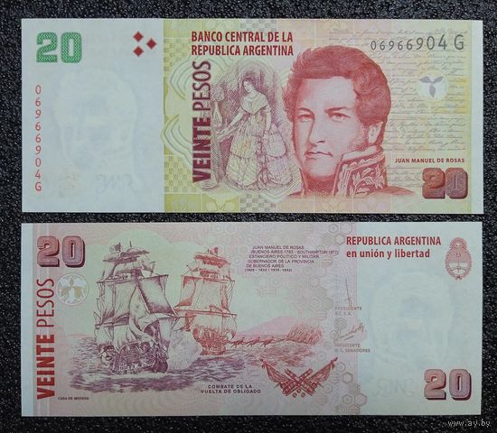 20 песо Аргентина обр. 2003 г. UNC