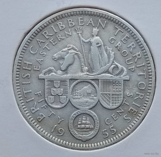 Карибские острова (Восточные Карибы) (Британская Карибская территория) 50 центов 1955 г. В холдере