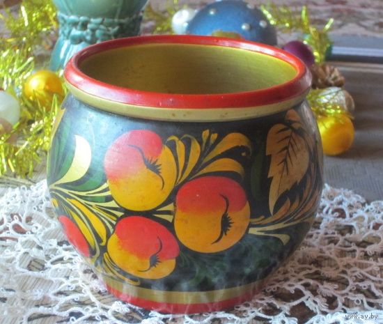 Вазочка интерьерная хохлома б/у в хорошем состоянии