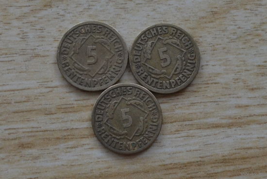 Германия 5 пфеннигов 1924 F-Штутгарт