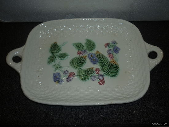 Антикварное Блюдо-Поднос Майолика ЕЖЕВИКА Конаково ЗИК 1953 г. СССР Ручная Роспись