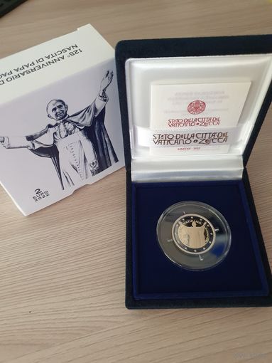Ватикан 2 евро 2022 PROOF юбилейная 125 лет со дня рождения Папы Павла VI