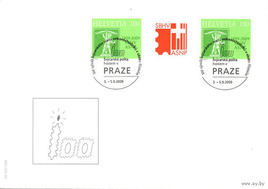 Конверт "100 лет Швейцарской ассоциации филателистов (SBHV/ASNP, Helvetia 100)" Чехия
