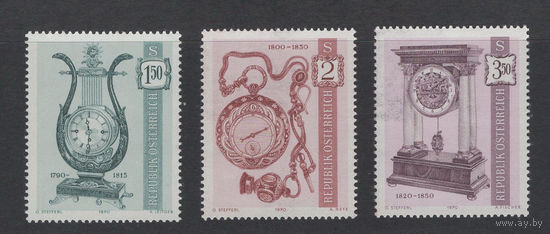 Австрия 1970** Старинные часы серия 3 марки