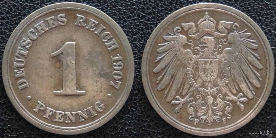 YS: Германия, Рейх, 1 пфенниг 1907F, KM# 10