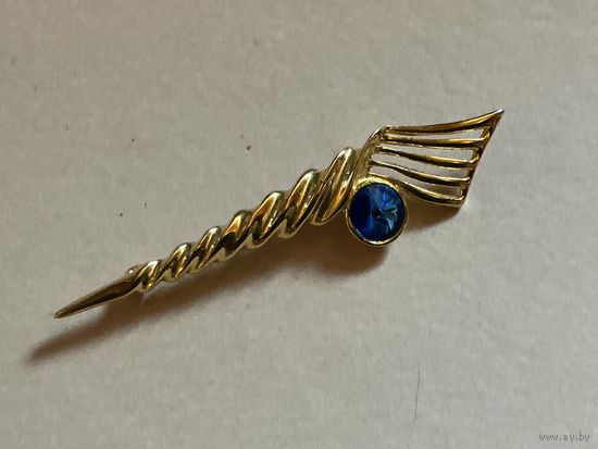 Брошь Планка Факел Сапфировое стекло Германия винтаж