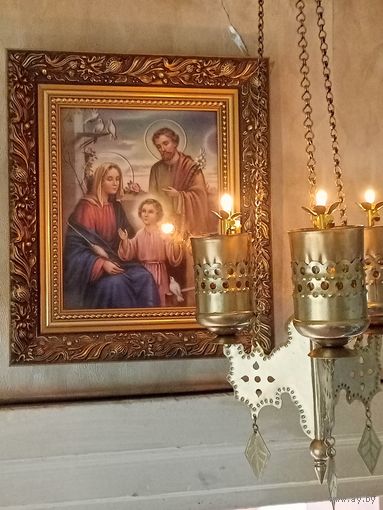 Старинный латунный подвес на цепях для лампадок и свечей (конец 19-начало 20 века)