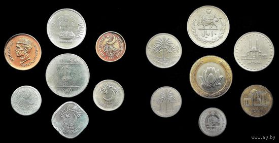 14 МОНЕТ: ИРАН - ИРАК + ИНДИЯ - ПАКИСТАН (1972-2010 г.г.)