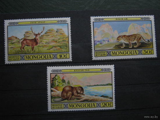 Марки - фауна, Монголия, 3 шт, большой размер