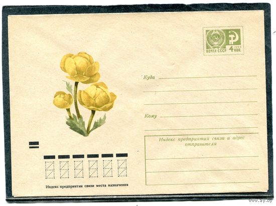 СССР 1972. ХМК. Конверт. Цветы. Лютик азиатский