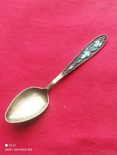 Серебряная ложка,Красивая,875, СССР,эмали, орнамент,без Минимальной цены