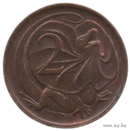 Содружество Австралии ( Австралия ). 2 цента 1984. XF. Фауна. Плащеносная ящерица.